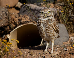 Burrowing Owls enjoying the super bloom in Scottsdale Arizona