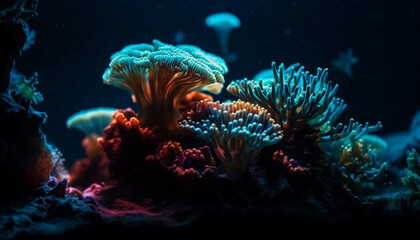 Colorful sea life in underwater coral reef generated by AI