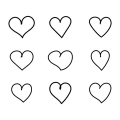 Hand Drawn Nine Heart Set