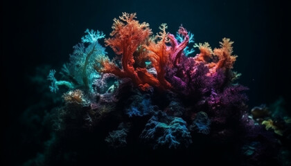 Fototapeta na wymiar Vibrant colors illuminate underwater reef natural beauty generated by AI