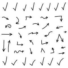 Hand Drawn Arrows And Approved Set Vector