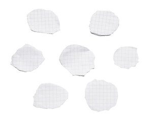 Torn pieces of paper sheets isolated on white background