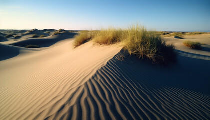 Rippled sand dunes in arid Africa beauty generated by AI