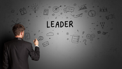 businessman drawing a creative idea sketch