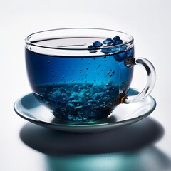 blauer Tee in Tasse aus Glas - generative ai