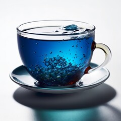blauer Tee in Tasse aus Glas - generative ai