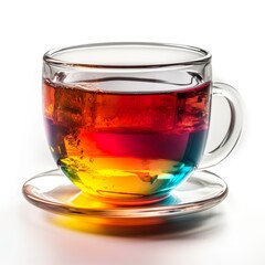 Regenbogen Tee in Tasse aus Glas - generative ai