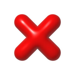 Obraz premium Cancel 3d icons. Red cross 3d cartoon png design element.