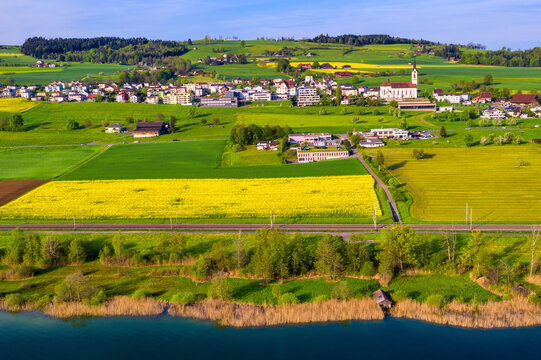 Nottwil town on Lake Sempach, Lucerne, Switzerland
