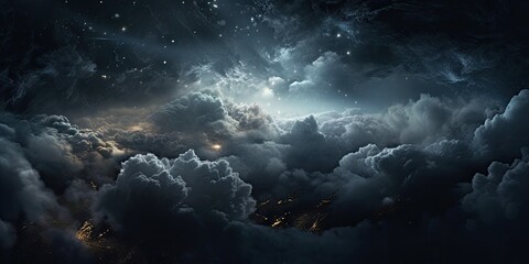 clouds and stars in space Generative AI