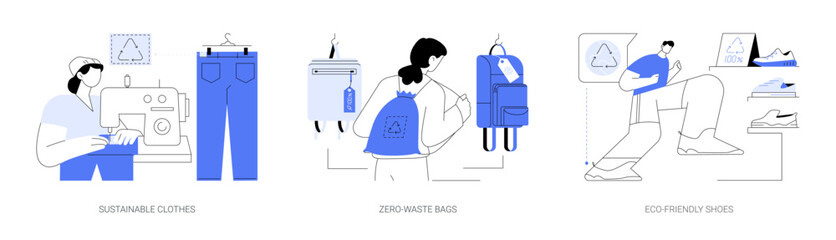 Products from recycled materials abstract concept vector illustrations.