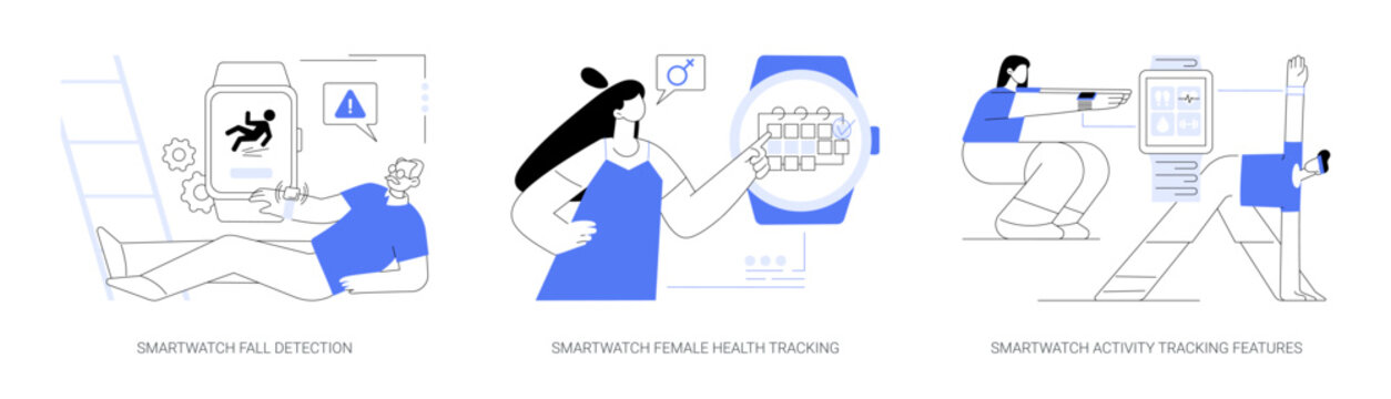 Smartwatch applications abstract concept vector illustrations.