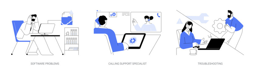 Software support line abstract concept vector illustrations. - obrazy, fototapety, plakaty