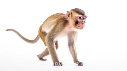 Brown monkey is walking carefully. Generative AI. - obrazy, fototapety, plakaty