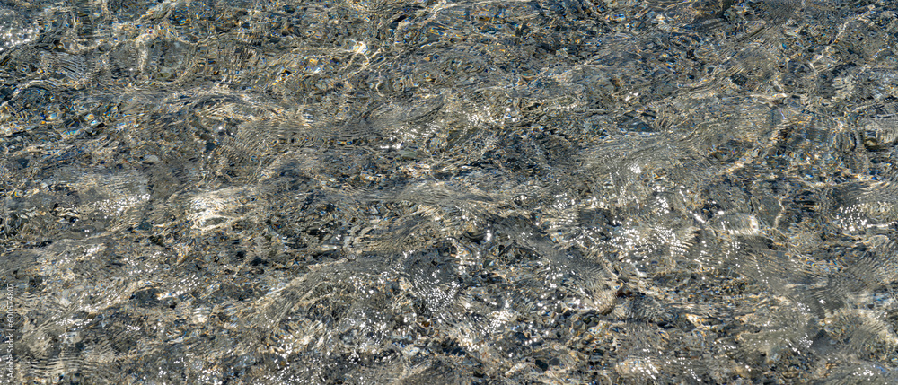 Poster water with reflections of the sea bottom. abstraction. waves that refract light.