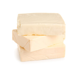 Processed cheese isolated on white background