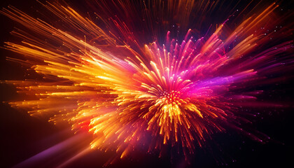 Glowing fireworks ignite the night sky ablaze generated by AI