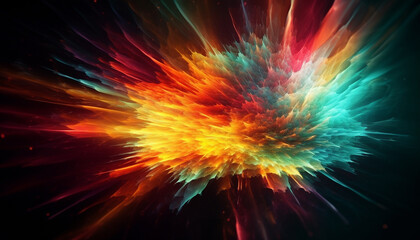 Fototapeta na wymiar Glowing star shapes explode in vibrant chaos generated by AI