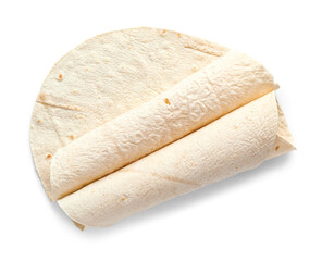 Thin lavash on white background