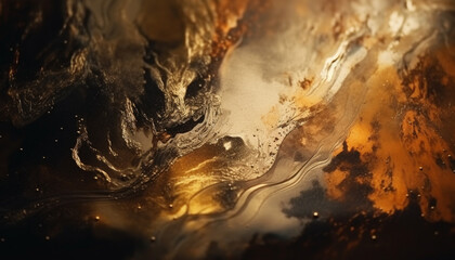 Golden ripples reflect vibrant sunset on water surface generated by AI