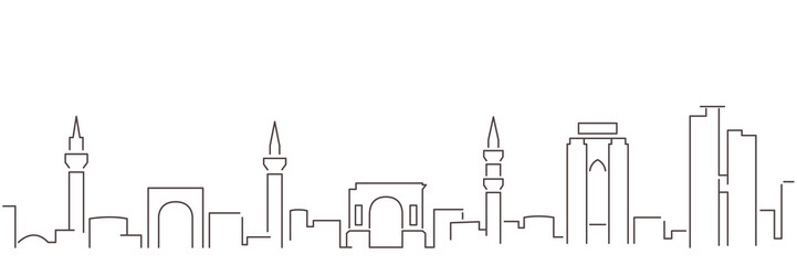 Obraz premium Tripoli Dark Line Simple Minimalist Skyline With White Background