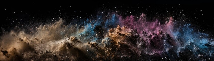 Cosmic Dust. Horizontal banner. AI generated