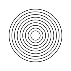 Concentric circles isolated on white background. Target aim, radar wave, soundwave, sunburst, sound signal signs. Vector graphic illustration