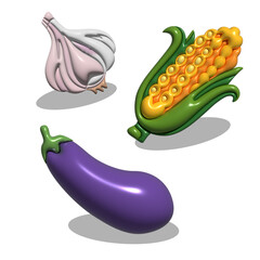 3D vegetable with transparent background