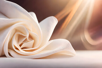 The white silk cloth used for the bride's dress had a beautiful texture that complemented the design perfectly.