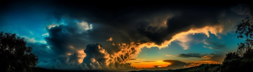 Obraz premium Luminous Clouds. Horizontal banner. AI generated