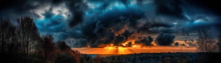 Naklejka premium Luminous Clouds. Horizontal banner. AI generated