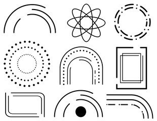 geometric shapes arrows on a white background, black and white color