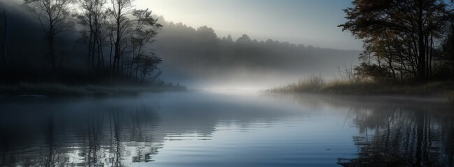 Fototapeta premium Translucent Mist. Horizontal banner. AI generated