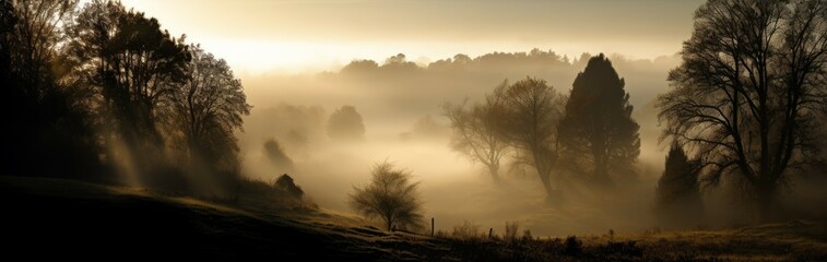 Translucent Mist. Horizontal banner. AI generated