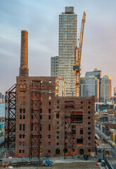 Fototapeta premium View from the Williamsburg bridge of Domino Building construction
