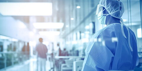 Healthcare and medical concept. Medicine doctor and Patients come to the hospital background.
