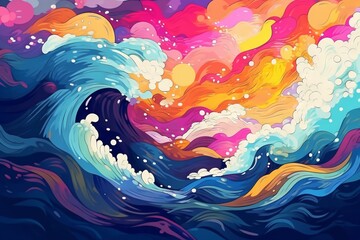 Vibrant Waves of Color: Abstract Splash Illustration, Generative AI