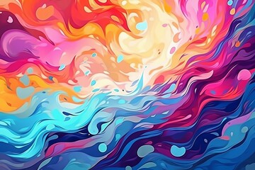 Fototapeta na wymiar Vibrant Waves of Color: Abstract Splash Illustration, Generative AI