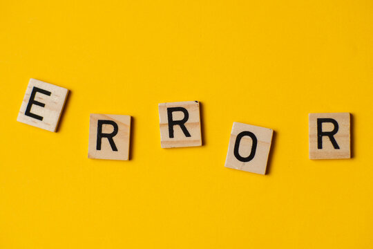 the word error in letters on a yellow background.