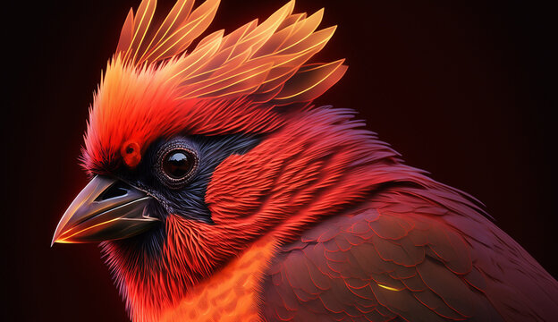 Northern cardinal bird animal head AI Generated picture