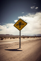 Road sign monster and aliens