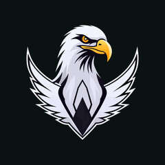 Eagle head with wings. Vector illustration of an eagle isolated on black background