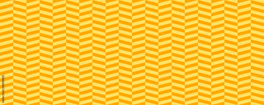 Poster Yellow herringbone seamless pattern. Orange chevron background. Repeating zigzag texture with diagonal lines. Textile and fabric print design swatch. Vector illustration and wallpaper
