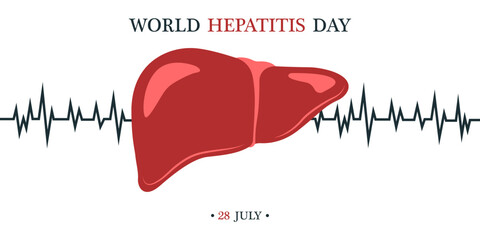 Awareness banner for World Hepatitis Day with drawn liver
