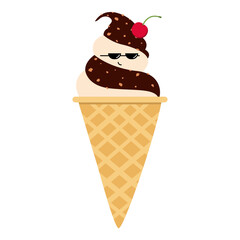 Cool chocolate ice cream on white background