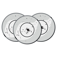 Stylish plates on white background, top view
