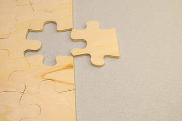 Jigsaw puzzle with missing piece. Missing puzzle pieces. Concept image of unfinished task.