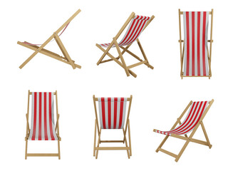 isolated deck chair 3d illustration. beach chair render 3d
