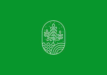 Logo Line Flower Leaf Garden and Botanical. Aesthetic and feminine, simple line and luxury modern. editable color.