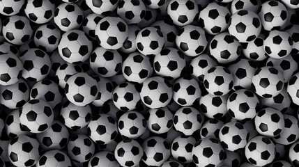 Multiple Traditional Soccer Balls in 3D